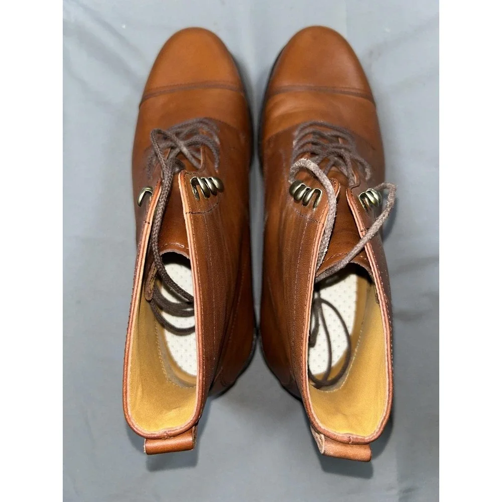 Polo Ralph Lauren Boots Mens Size 8.5 Brown Leather Lawrence Cap Toe Combat EUC